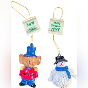VINTAGE CHRISTMAS TREE ORNAMENTS NUTCRACKER MOUSE SNOWMAN 1999/2000
